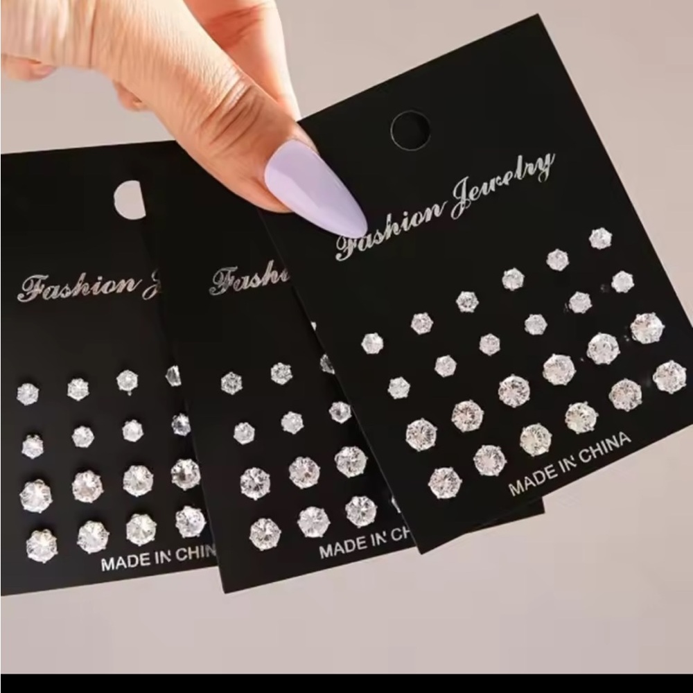 32pc Elegant Silver Stud Earrings Set